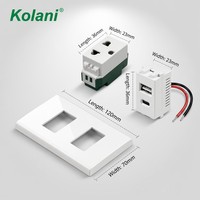 Enchufe de Pared Modular Doble de Cobre Kolani 120, Mini Tomacorriente Oculto de 3 Pines + Módulo de Carga Rápida USB Tipo-C, Resistente a Manipulaciones