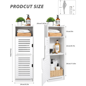 Armoire de rangement pour salle de bain Oushumei à 3 niveaux avec porte, design moderne en plastique, gain de place pour les toilettes et la douche - Product Image 4