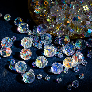 10mm 96 Cut Ball Beads Aurora AB Beads Crystal Beads Bulk Batch 50 Pcs/Bag DIY Jewelry Accessories