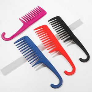 Sisir rambut bundar hitam tebal merah biru buatan Cina sisir gigi besar dengan kait - Product Image 2