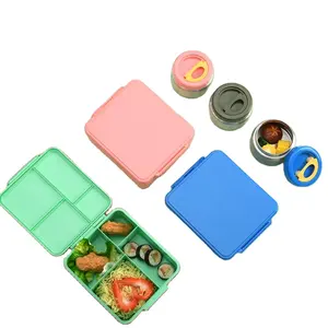 Top grade personnalisé imprimé chauffant sans BPA LFGB tritan enfants bento boîte à lunch multicolore boîte à lunch et pot de nourriture ensemble de boîte à lunch