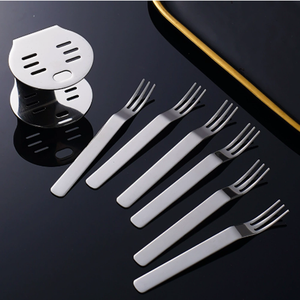 Dining <b>Bar</b> Party Stainless Steel Rust Proof Reusable Gold Silver Mini <b>Snack</b> Fruit Cake Dessert Forks Fruit Fork Set With Stand - Product Image 4