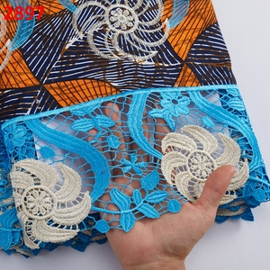2897 di alta qualità Ankara stampa ricamato pizzo cera vendita calda tessuto africano Ankara con pietre ricamo tessuto cera chimica - Product Image 2