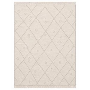 Medina - Alfombra marroquí de diamantes tejida a mano |   Color Marfil y Crema con Flecos |   Mezcla de lana y algodón |   Tamaños Personalizados Disponibles - Product Image 1