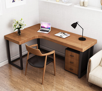 AILICHEN Bureau d'ordinateur moderne en noyer européen en forme de L pour PC et ordinateur portable en bois massif avec cadre en métal Chambre à coucher et bureau à domicile