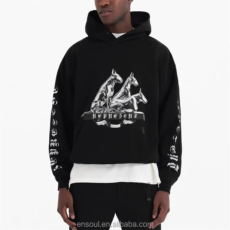 OEM Custom high quality fashion cotton oversized graphic hoodie for men