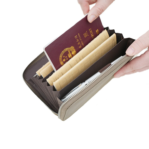 Portefeuille de voyage en cuir véritable mince pour femmes blocage RFID longue fermeture éclair accordéon carte <span class=keywords><strong>et</strong></span> <span class=keywords><strong>chéquier</strong></span> <span class=keywords><strong>porte</strong></span>-passeport portefeuilles pour femmes - Product Image 2