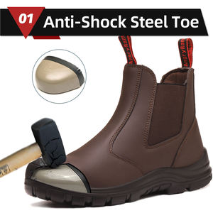 Stivali di Sicurezza JIANKUN Classici in Pelle a Taglio Medio, Antiurto, Facili da Indossare e Togliere - Product Image 5