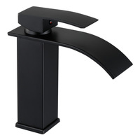 Robinet de lavabo à poignée unique nordique Design cascade noire Options d'eau chaude et froide Comptoir anti-éclaboussures pour armoires de salle de bain