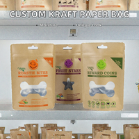 Sac en papier kraft recyclé imprimé en héliogravure, design personnalisé, classique, résistant à l'humidité, pour emballage de nourriture pour chiens et chats, et salades, avec fermeture éclair.