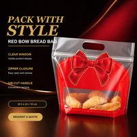 Bolsa transparente OEM personalizada al por mayor para pan de molde, con cierre resellable y asa de transporte, para pan tostado en rodajas de 450 g, embalaje de regalo para panadería