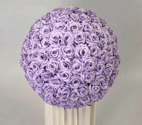 Bouquet de fleurs artificielles en gros, roses blanches, roses et violettes, grandes boules de fleurs pour décoration de mariage