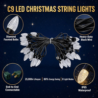 Guirlandes lumineuses LED C9 en forme de fraises, 8 modes, connectables, étanches, pour la décoration de Noël à la maison, les fêtes et les événements commerciaux