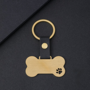 Ywggu स्टेनलेस स्टील गर्म बिक्री खाली pu चमड़े के कुत्ते की हड्डी की हड्डी के साथ उच्च गुणवत्ता वाले अनुकूलित लोगो धातु कुंजी श्रृंखला - Product Image 2
