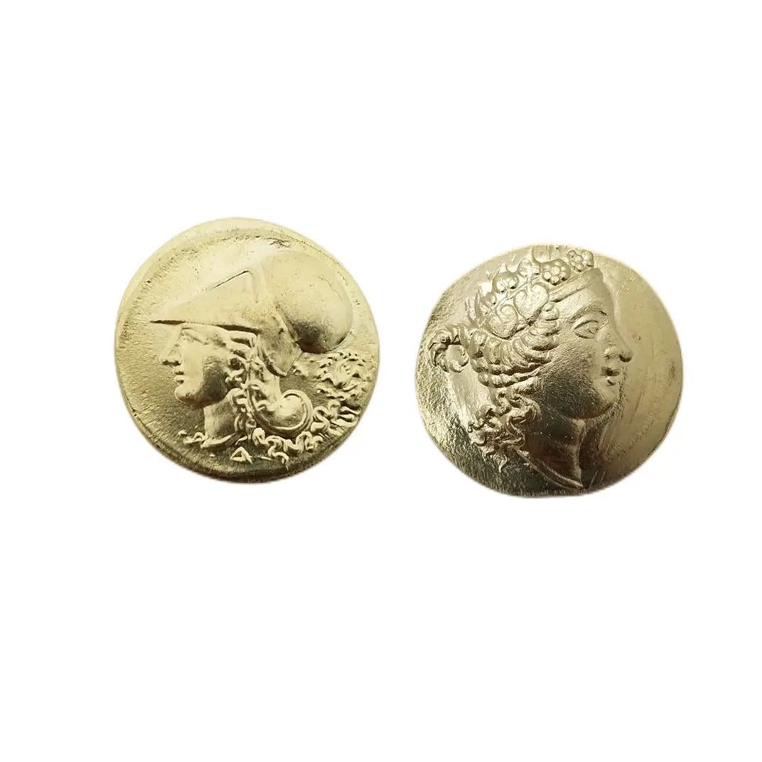 เหรียญกรีกย้อนยุคกระบวนการทองแดงชุบเงินกรีกโบราณเหรียญอินทรีเหรียญเกมเครื่องประดับ