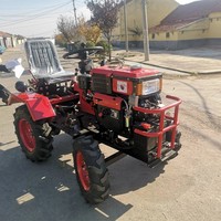 Mini Tractor Agrícola de 4 Ruedas de 12HP/25HP con Arranque Manual para Motor Diésel, Tractor Pequeño para Granja con Asiento y Luces LED