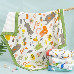 Manta de muselina de 4 capas para bebé, Manta de algodón de bambú para bebé recién nacido, 46 diseños, 110x120cm