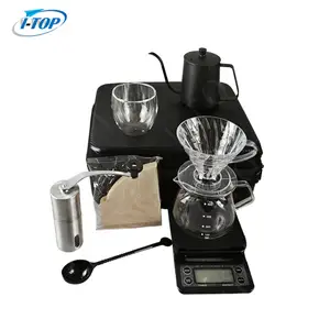 Set pembuat kopi Tuang berkualitas tinggi, Set ketel teh kaca Dripper alat distribusi kopi cangkir teh susu