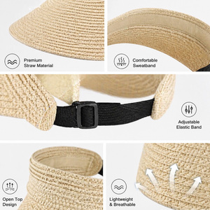 <span class=keywords><strong>Visera</strong></span> de Paja de Ala Ancha con Logotipo Personalizado, Transpirable, para Golf, <span class=keywords><strong>Playa</strong></span> y Actividades al Aire Libre, para <span class=keywords><strong>Mujer</strong></span> - Product Image 5
