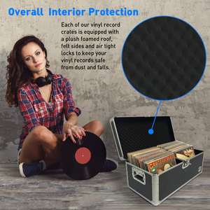 Boîte de rangement pour disques vinyles en aluminium de style Classic Acts, pour 150 disques - Product Image 4