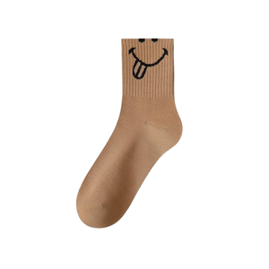Chaussettes de sport de haute qualité, style Ins, polyvalentes, mignonnes, à motif de dessin animé, chaussettes décontractées de haute qualité, mignonnes, avec un visage souriant, mi-tube - Product Image 3