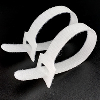 Vente en gros auto-adhésif double 12x250mm blanc dos à dos nylon crochet boucle attaches de câble organiser sangles de rangement bureau à domicile