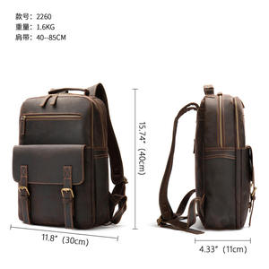 Sac à dos européen pour homme, sac à bandoulière de mode pour affaires, sac à dos pour ordinateur, sac de voyage rétro en cuir Crazy Horse, cuir de vache véritable - Product Image 2