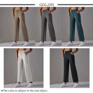 Pantalones Deportivos Personalizados <span class=keywords><strong>Venka</strong></span> para Mujer, Suaves, de Cintura Alta, con Cordón Ajustable, Diseño de Pierna Ancha, con Bolsillos, para Fitness, Entrenamiento, Yoga, Holgados - Product Image 3