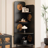 Meuble d'angle modulaire en bois massif de style moderne du milieu du siècle, éco-responsable / Étagère d'angle triangulaire moderne à 4 niveaux pour salon et chambre