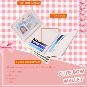 Coquette - Style Mini <b>Wallet</b> with Golden <b>Metal</b> Bow, Soft PU Leather Material for Daily Cash, Card, and Photo Storage - Product Image 2