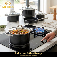 Ensemble de 10 casseroles et poêles en acier inoxydable OEM/ODM pour cuisine, revêtement multicouche, compatible lave-vaisselle et four, pour tous types de cuisinières