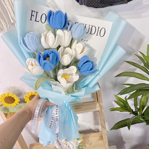 Ramo <span class=keywords><strong>de</strong></span> flores <span class=keywords><strong>de</strong></span> ganchillo hecho a mano producto terminado tulipán rosa <span class=keywords><strong>para</strong></span> <span class=keywords><strong>aniversario</strong></span> cumpleaños graduación <span class=keywords><strong>novia</strong></span> madre amor <span class=keywords><strong>regalo</strong></span> - Product Image 3