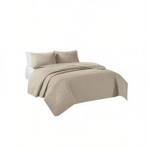 Db Quilt Set Reversible Khaki Floral Full Queen Size Soft Cotton Classic <b>Bedding</b> For Bedroom All Season Use - Product Image 1