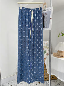 Celana Panjang Lebar Motif Cetak Bahan Ice-silk yang Sejuk - Product Image 3