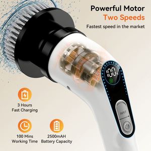 Telescopic Household 7In1 45Inch Pool Kitchen Toilet Floor Clean <b>Electric</b> Spin <b>Scrubber</b> Set Multifunction Power Cleaning Brushes - Product Image 4