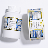 Étiquettes personnalisées découpées à la forme pour flacons de compléments alimentaires, autocollants adhésifs imperméables avec estampage à chaud doré pour l'emballage de vitamines et de produits de santé