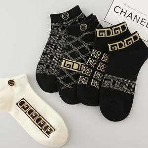 <span class=keywords><strong>Chaussettes</strong></span> bateau décontractées et tendance pour <span class=keywords><strong>hommes</strong></span>, absorbantes, respirantes, à motif lettres, mi-mollet, anti-bactériennes, en mélange de coton, avec logo - Product Image 4