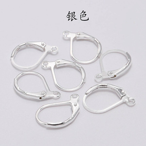 Metal D Shape Spring French Earring Hooks For Earring Making Silver Gold Antique <b>Bronze</b> Rhodium Gunmetal Plated Copper Findings - Product Image 4