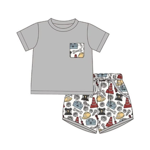 Conjunto de ropa personalizado BSSO2007 para bebé, diseño de pez azul cielo, conjunto de verano al por mayor, conjunto de manga corta - Product Image 3