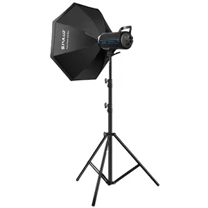 PULUZ 150W 3200K-5600K照相馆频闪闪光灯套件，带软盒反射器和三脚架摄影灯