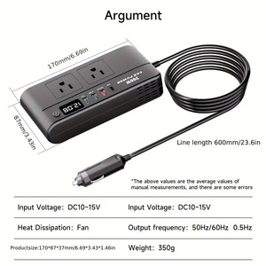 Car Inverter <strong>DC</strong> <strong>12V</strong> <strong>AC</strong> 110V/220V 200W Dual Output Type-C USB Fast Charging Auto Converter EU Socket Power <strong>Adapter</strong> - Product Image 5