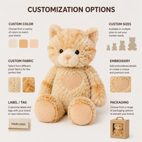 Jouets en peluche chat orange sur mesure, doux, anti-stress, en polyester, tissu super doux, impression de logo personnalisée, emballage cadeau