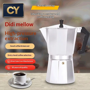 Cafetière Moka <span class=keywords><strong>vintage</strong></span> en alliage d'aluminium de qualité alimentaire, à valve unique, pour la maison et l'extérieur, vente en gros - Product Image 2