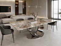 Table à manger en marbre coloré de Dunhuang, Chine, meubles de salle à manger imperméables pour appartement, hôtel, villa
