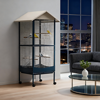 Maison Design Volière Cage à Oiseaux sur Roues 2 en 1 Grande Cage à Oiseaux Convertible à 2 étages Cage Simple avec Roues