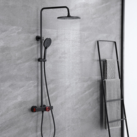 Ensemble de douche de salle de bain moderne système noir mat rouge ensemble de mitigeur de douche mitigeur en laiton ensemble de robinet de douche thermostatique