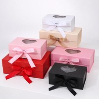 Boîte cadeau en forme de livre avec fenêtre, ruban et nœud, fermeture magnétique, pliable, emballage plat, haut de gamme, écologique, Saint-Valentin, anniversaire, vente en gros