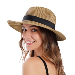 <span class=keywords><strong>Sombrero</strong></span> de paja de Panamá transfronterizo, sombrilla, moda de verano para mujer, portátil, transpirable, británico, protector solar de playa para hombre - Product Image 5