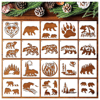20 pochoirs pour la peinture, pochoirs d'ours, modèle de patte d'ours, pochoirs en bois d'animaux de la forêt