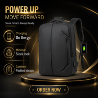 Sac à dos pour ordinateur portable professionnel résistant à l'eau en PU avec port de charge USB externe, multi-compartiments, sac à dos pour ordinateur portable de 15,6 pouces